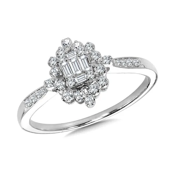 Baguette Cluster & Scattered Diamond Halo Engagement Ring Timmreck & McNicol Jewelers McMinnville, OR
