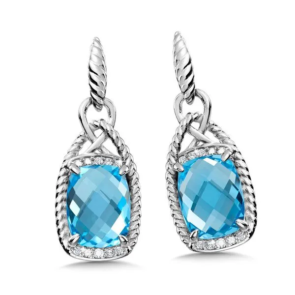 Swiss Blue Topaz & Diamond Rope Earrings Gold Mine Jewelers Jackson, CA