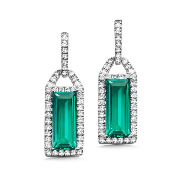 Emerald-Cut Green Quartz and Pave Diamond Earrings Gold Mine Jewelers Jackson, CA