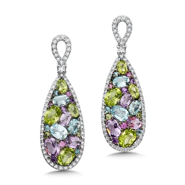 Mixed Gemstone Cluster & Diamond Earrings Grayson & Co. Jewelers Iron Mountain, MI