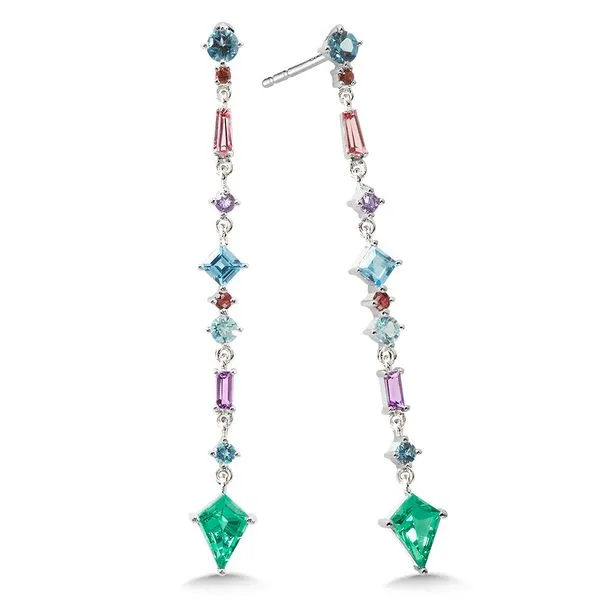 Fancy-Cut Mixed Gemstone Dangling Drop Earrings Gold Mine Jewelers Jackson, CA
