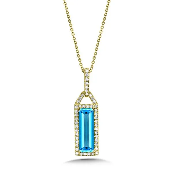 Emerald-Cut Blue Topaz and Diamond Pendant Grayson & Co. Jewelers Iron Mountain, MI