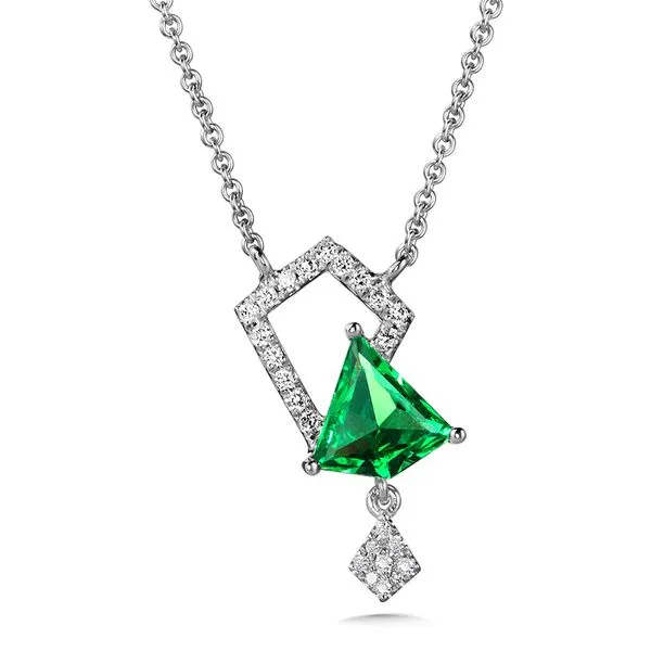 Asymmetrical Green Quartz and Diamond Kite Necklace Gold Mine Jewelers Jackson, CA