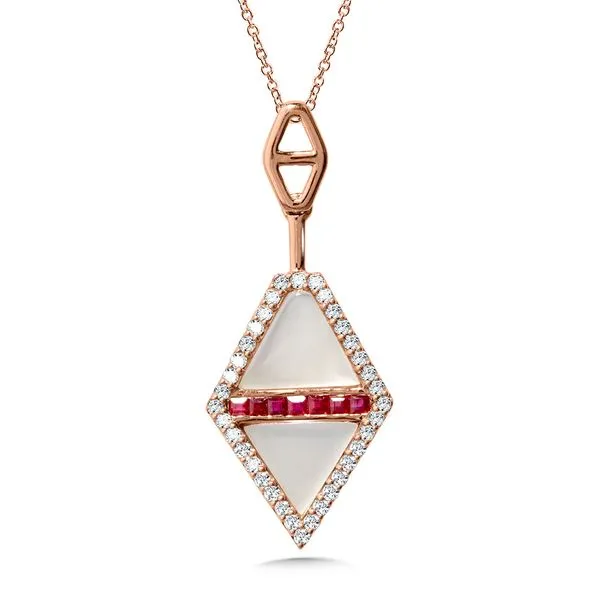 Geometric Diamond, Ruby & Mother of Pearl Dangling Pendant Grayson & Co. Jewelers Iron Mountain, MI