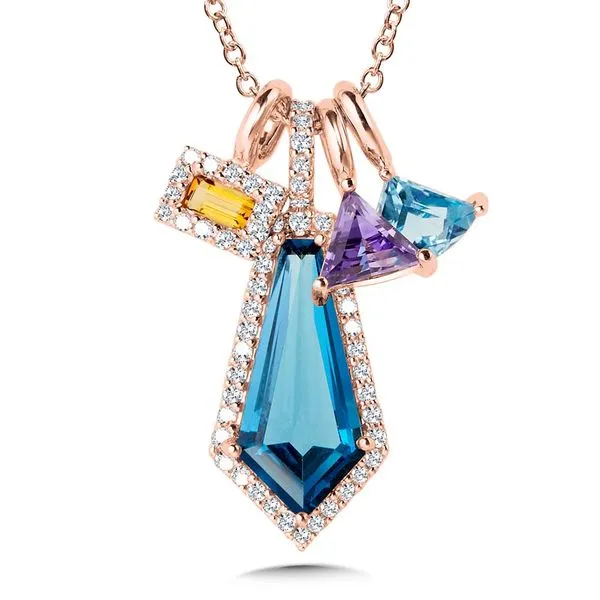 4-Stone Cluster Charm Gemstone & Diamond Necklace Grayson & Co. Jewelers Iron Mountain, MI