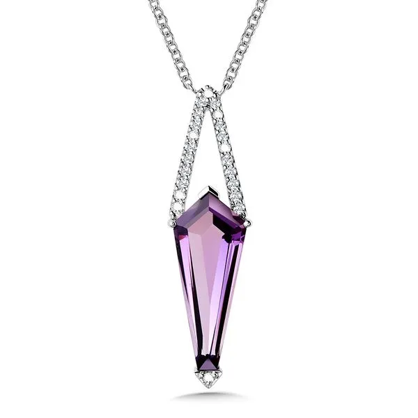 Tapered Pentagon-Cut Amethyst & Diamond Kite Necklace Gold Mine Jewelers Jackson, CA