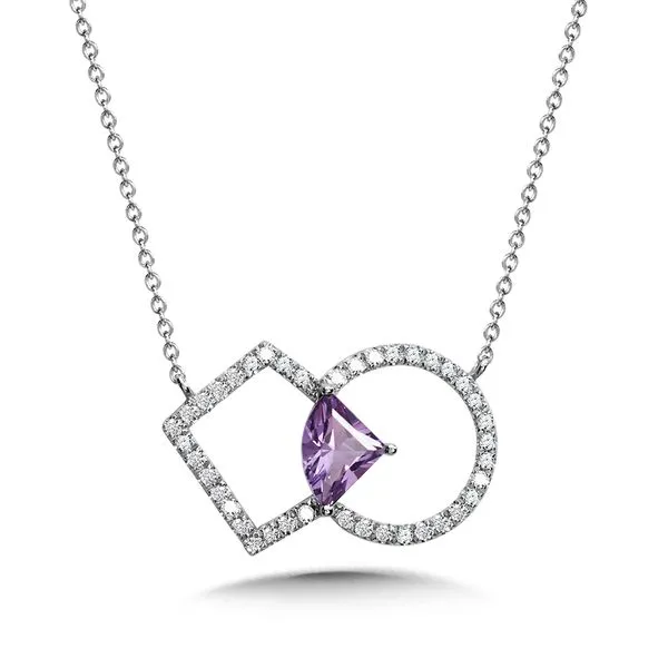 Geometric Amethyst and Pave Diamond Necklace Gold Mine Jewelers Jackson, CA