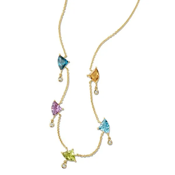 Diamond and Mixed Trillion Gemstone Necklace Image 2 Gold Mine Jewelers Jackson, CA