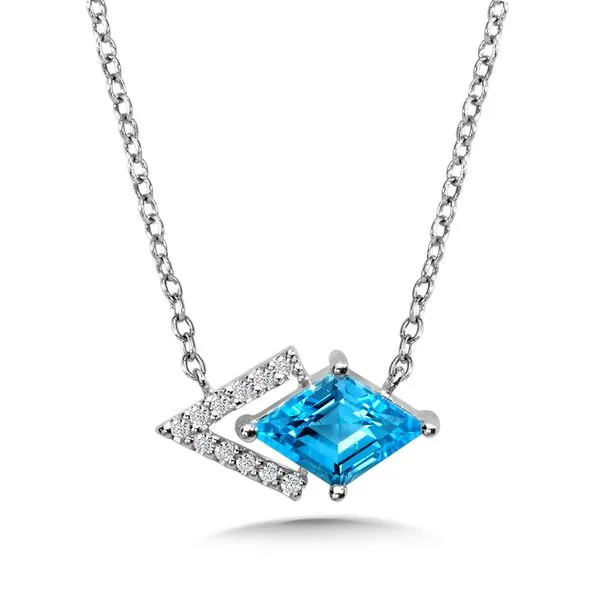 Pave Diamond Arrow and Swiss Blue Topaz Kite Necklace Grayson & Co. Jewelers Iron Mountain, MI