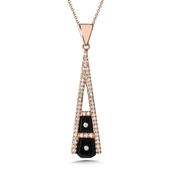 Onyx and Diamond Rose Gold Necklace Grayson & Co. Jewelers Iron Mountain, MI