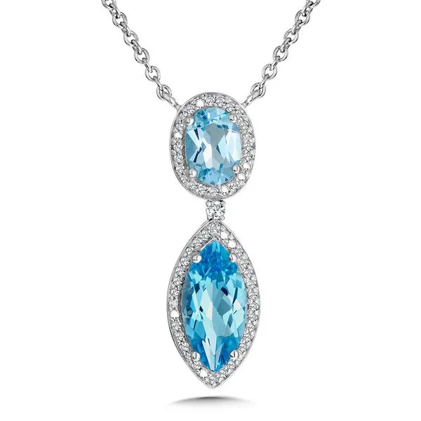 Luxe Oval-Cut & Marquise-Cut Swiss Blue Topaz & Diamond Halo Necklace Grayson & Co. Jewelers Iron Mountain, MI