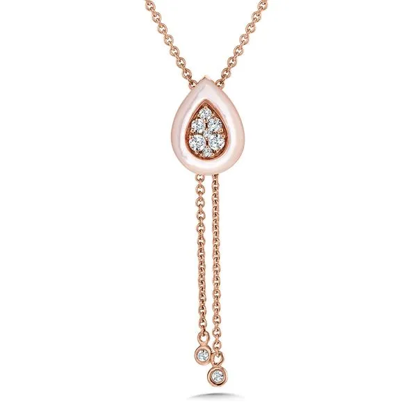 Pear-Shaped Mother of Pearl & Cluster Diamond Bolo Necklace Grayson & Co. Jewelers Iron Mountain, MI