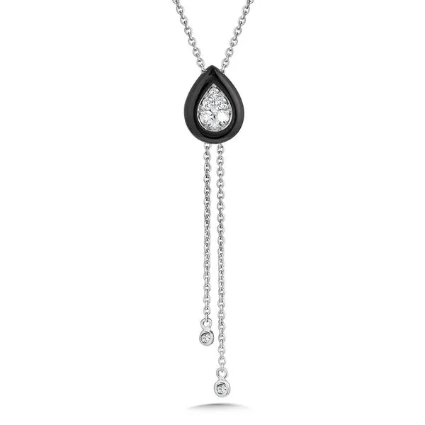 Pear-Shaped Onyx & Cluster Diamond Bolo Necklace Grayson & Co. Jewelers Iron Mountain, MI
