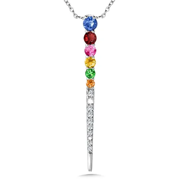 Graduating Mixed Sapphire & Diamond Rainbow Necklace Grayson & Co. Jewelers Iron Mountain, MI