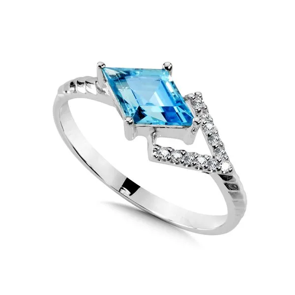 Pave Diamond Arrow and Swiss Blue Topaz Kite Ring Gold Mine Jewelers Jackson, CA