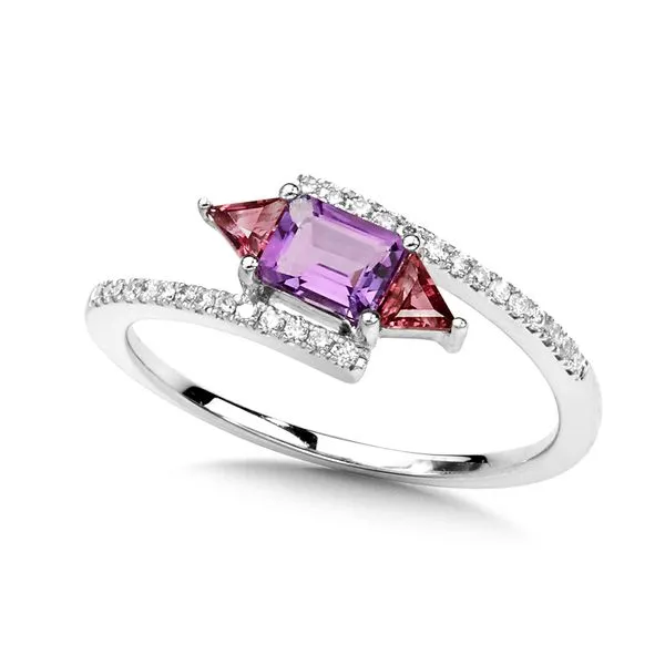 Diamond, Amethyst & Pink Tourmaline Bypass Ring Gold Mine Jewelers Jackson, CA