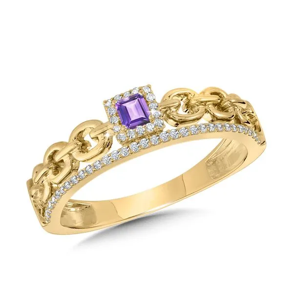 Emerald-Cut Amethyst & Diamond Cable-Chain-Link Ring Grayson & Co. Jewelers Iron Mountain, MI