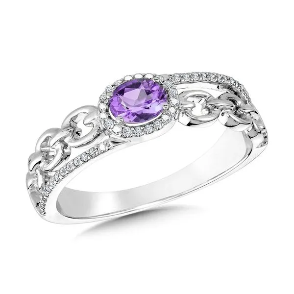 Oval-Cut Amethyst & Diamond Cable-Chain-Link Bypass-Illusion Ring Gold Mine Jewelers Jackson, CA
