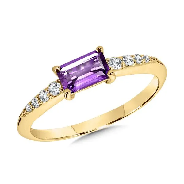 Baguette Cut Amethyst & Graduating Diamond Ring Gold Mine Jewelers Jackson, CA