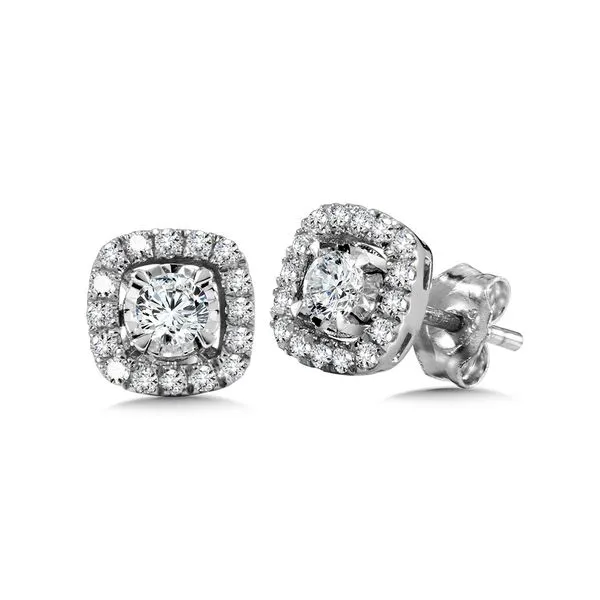 Diamond Star Cushion Halo Studs Grayson & Co. Jewelers Iron Mountain, MI