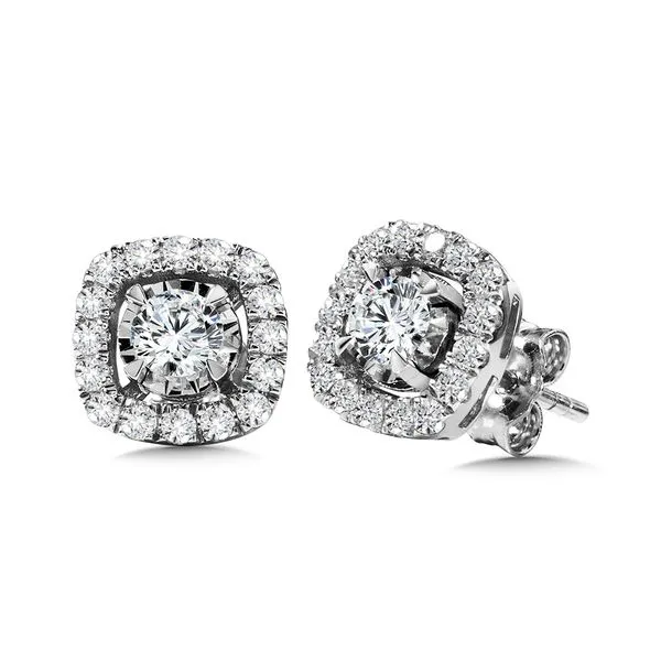 Diamond Star Cushion Halo Studs Shipley's Fine Jewelry Hampstead, MD