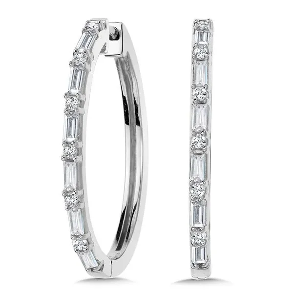 Baguette Diamond Oval Hoop Earrings (1.00 ctw) Grayson & Co. Jewelers Iron Mountain, MI