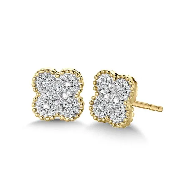 Milgrain-Beaded & Pavé Diamond Klover Stud Earrings Timmreck & McNicol Jewelers McMinnville, OR