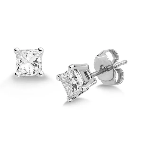 0.50 TDW - Four Prong Princess Cut Solitaire Earrings Grayson & Co. Jewelers Iron Mountain, MI