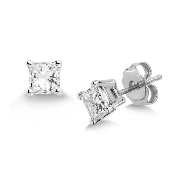 0.75 TDW - Four Prong Princess Cut Solitaire Earrings Grayson & Co. Jewelers Iron Mountain, MI