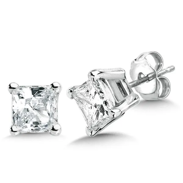1.00 TDW - Four Prong Princess Cut Solitaire Earrings Grayson & Co. Jewelers Iron Mountain, MI