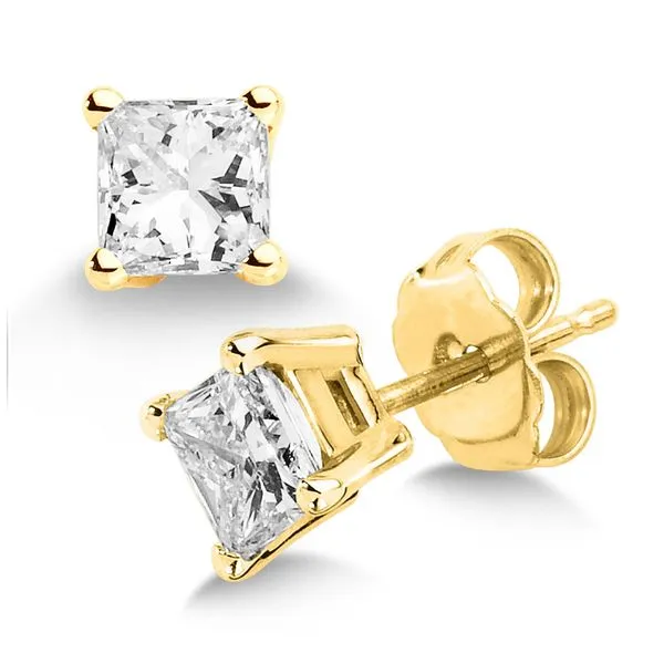 1.00 TDW - Four Prong Princess Cut Solitaire Earrings Grayson & Co. Jewelers Iron Mountain, MI