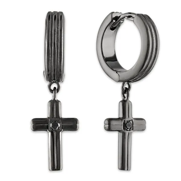 Men's Esquire Sterling Silver Dangling Cross Hoop Earrings Grayson & Co. Jewelers Iron Mountain, MI