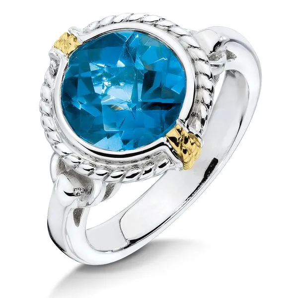 Sterling silver, 18k gold and london blue topaz ring Gold Mine Jewelers Jackson, CA