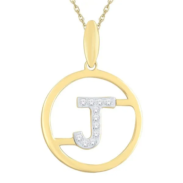14K Diamond Circular Initials Pendant (Letter J) Grayson & Co. Jewelers Iron Mountain, MI