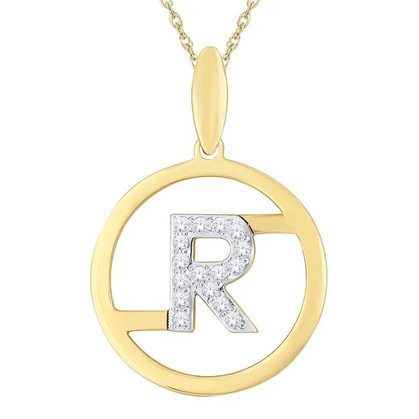 14K Diamond Circular Initials Pendant (Letter R) Grayson & Co. Jewelers Iron Mountain, MI