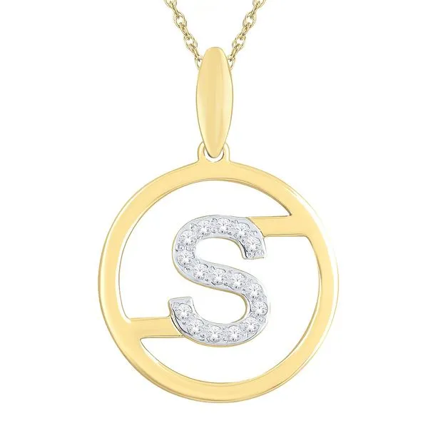 Gold & Diamond Circular Initials Pendant (Letter S) Timmreck & McNicol Jewelers McMinnville, OR