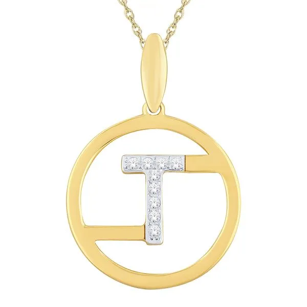 14K Diamond Circular Initials Pendant (Letter T) Grayson & Co. Jewelers Iron Mountain, MI
