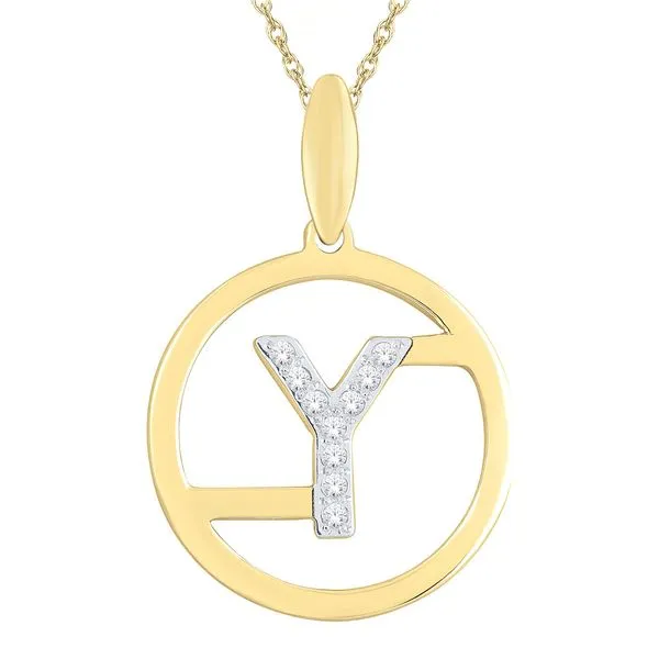 14K Diamond Circular Initials Pendant (Letter Y) Grayson & Co. Jewelers Iron Mountain, MI