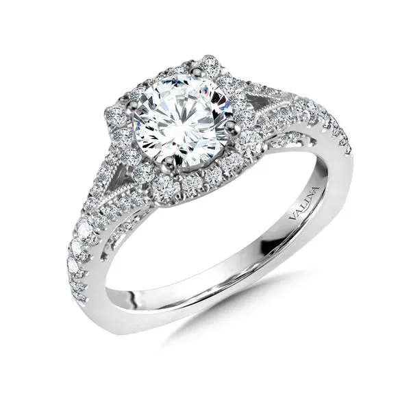 Split Shank Cushion-Shaped Halo Diamond Engagement Ring Gold Mine Jewelers Jackson, CA
