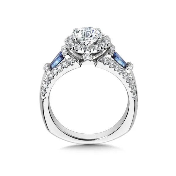 Vintage Halo Diamond and Sapphire Engagement Ring Image 2 Midtown Diamonds Reno, NV