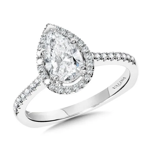 Pear-Shaped Diamond Straight Halo Engagement Ring Sanders Jewelers Gainesville, FL