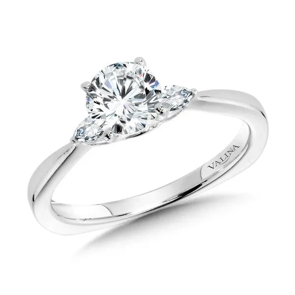 Tapered 3 Stone Round and Pear Diamond Engagement Ring The Jewelry Source El Segundo, CA