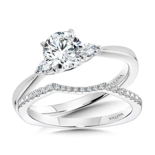 Tapered 3 Stone Round and Pear Diamond Engagement Ring Image 4 The Jewelry Source El Segundo, CA