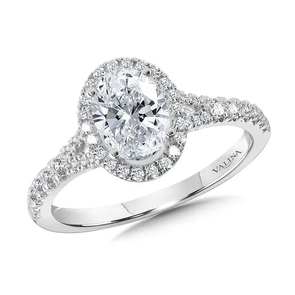 Oval-Shaped Halo Split Shank Engagement Ring Sanders Jewelers Gainesville, FL
