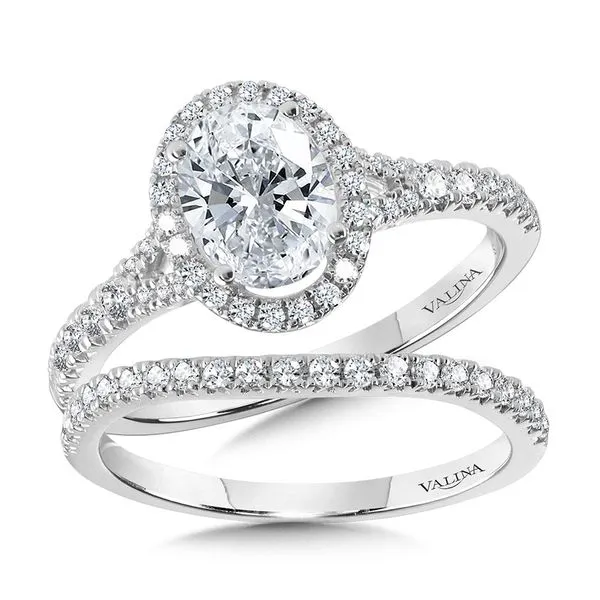 Oval-Shaped Halo Split Shank Engagement Ring Image 3 Diamond Design Jewelers Somerset, KY