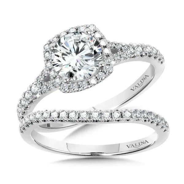 Cushion-Shaped Split Shank Halo Engagement Ring Image 4 The Jewelry Source El Segundo, CA