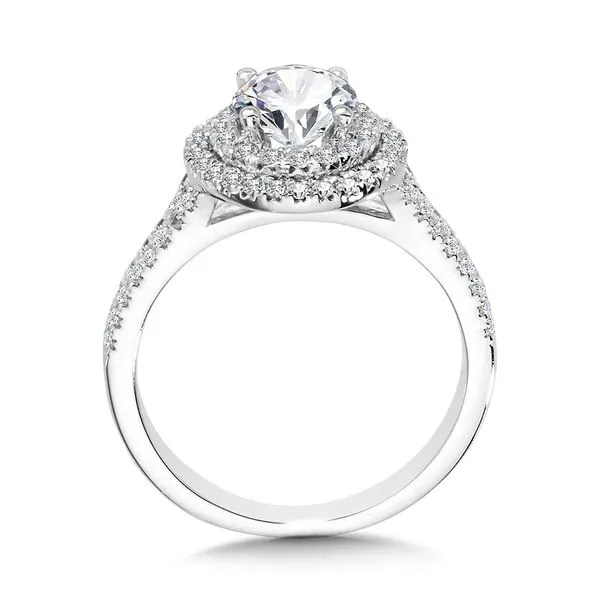 Round Double-Halo Split Shank Engagement Ring Image 2 The Jewelry Source El Segundo, CA
