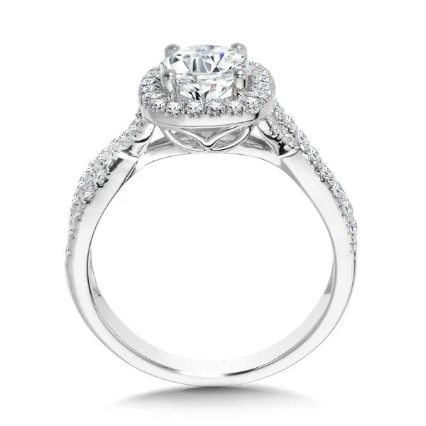 Crisscross Cushion-Shaped Halo Engagement Ring Image 2 Midtown Diamonds Reno, NV