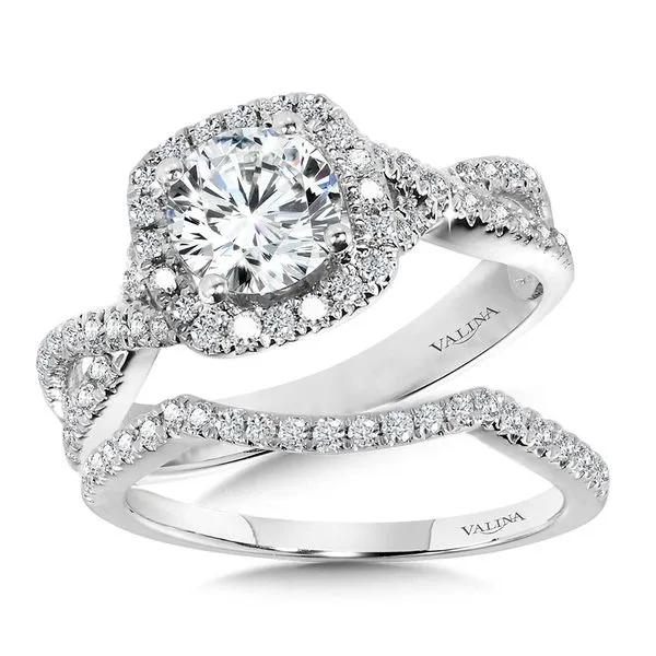 Crisscross Cushion-Shaped Halo Engagement Ring Image 3 Midtown Diamonds Reno, NV