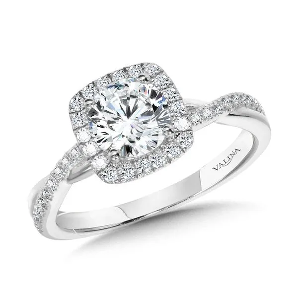 Crisscross Cushion-Shaped Halo Engagement Ring Gold Mine Jewelers Jackson, CA